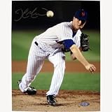 John Maine New York Mets Pinstripes Jersey Pitching Vertical 8x10