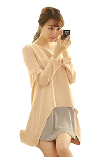 ナナコレクション Nana_Collection 2015 春 ふんわり レイヤード スタイルバック ジッパー ゆるふわ マタニティ aライン チュニックワンピース ピンク ホワイト M L XL 2XL