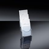 Produkt-Bild: Sigel LH133 Tisch-Prospekthalter acrylic, mit 3 F&auml;chern, F&uuml;lltiefe 30 mm, mit integriertem Rutschstopp, glasklar, Acryl-Material, 2,0 mm, f&uuml;r DL, 1 ST