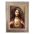 Sacred Heart of Jesus Mahogany Wood Framed Art Under Glass, 6" x 8" Frame, 4" x 6" Print - MADE IN ITALY