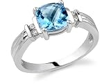 Isabella Blue Topaz and Diamond Ring, 14K White Gold
