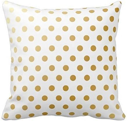 Yummy Bears CottonHouse Polka Dots Pattern Pillowcase Throw Cushion Cover Gold White18"inch