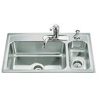 KOHLER K-3347R-4-NA Toccata High/Low Self-Rimming Kitchen Sink