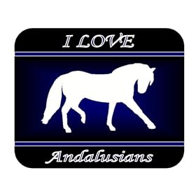I Love "Andalusian" Horses Mouse Pad - Blue Design