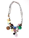 JousJous Multicolor Eco Friendly Remnants of Fabric Handmade Ochava Necklace, 32" Long