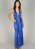 Silky Draped Rhinestone Trim Formal for Bridesmaid Formal Prom