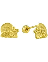 14K Yellow Gold Snail Stud Earrings for Little Girls & Babies
