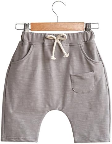 BBXX Little Boys' Simple Solid Color Drawstring Elastic Shorts for 2-7 Yrs (120 ( US Size 4-5 ), light grey)