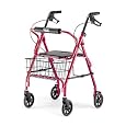 Invacare Value Four Wheel Rolling Walker Rollator Burg/Red