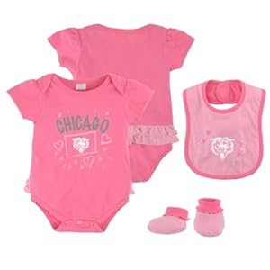 Chicago Bears Pink Newborn Creeper, Bib and Bootie Set by Adidas Select Infant / Toddler / Youth Size: 24 Months