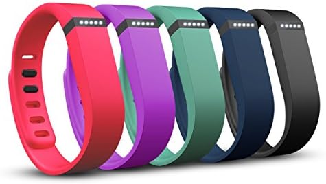 Squeezit Large & Small 5 Color Set for Fitbit Flex Only! Interchangeable Sports Wristbands Making Fitness Trackers Fashionable As Well As Any Sports Fan Bracelets or Armband; Set Has Navy Blue Black Purple Aqua & Pink