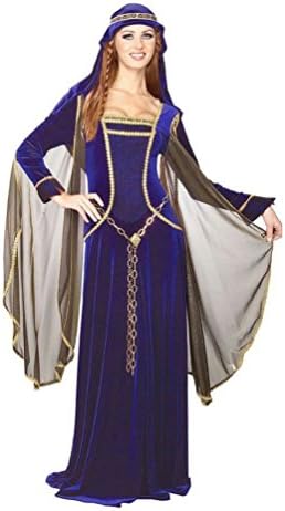 GSG9 Adult Blue Crushed Velvet Renaissance Queen Medieval Costume Size Medium 10-14