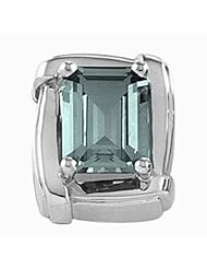 14K White Gold Emerald Cut Aquamarine Pendant -- LIFETIME WARRANTY