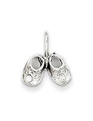 14k White Gold Baby Booties Pendant
