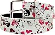 White Sketchy Hearts, Stars and Skulls Printed Imitation Leather Belt White Sketchy Hearts, Stars and Skulls Printed Imitation Leather Belt