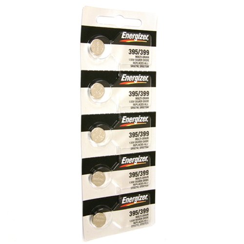 Energizer 395 or 399 Button Silver Oxide SR927SW Cell Watch Battery Pack of 5 Batteries