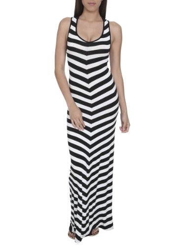 Arden B. Women's Mitered X-back Maxi Dress XS Black/white