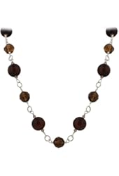 925 Sterling Silver Tiger Eye Beads and Swarovski Crystal Elements Necklace