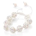 Minerva Collection Disco Ball Bead Shamballa Fashion Bracelet White