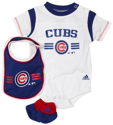MLB Unisex Infant/Toddler Chicago Cubs Bib and Bootie Set, White, Medium (18 Months)