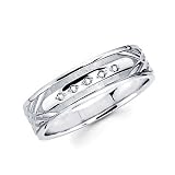 .05ct Diamond 14k White Gold Mens Matching Wedding Ring Band (H-I Color, I1 Clarity)