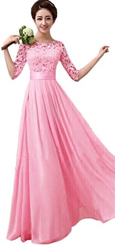 Rianbox Women Gorgeous Elbow Sleeve Sexy Elegant Prom Dress Large, Pink