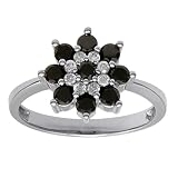 10k White Gold Black and White Diamond Ring (3/4 cttw)
