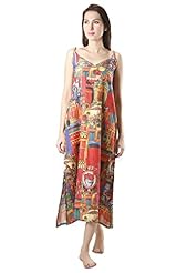 V-neck General Print Cotton Sleeveless Spaghetti Strap  Dress