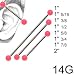 316L Surgical Steel Industrial with Design - Pink Ball 14G, 1" 7/8 - Sold as a Pair
