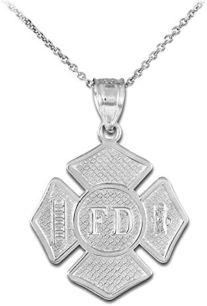 American Heroes 925 Sterling Silver St Florian Medal Firefighter Badge Pendant Necklace