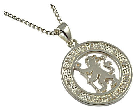 Chelsea 505558/091/139 Sterling Silver Gents Football Emblem Crest Pendant on 18" Curb