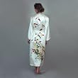 White Silk Robe for Women -- The Chrysanthemum -- 100% Silk, Hand Painted