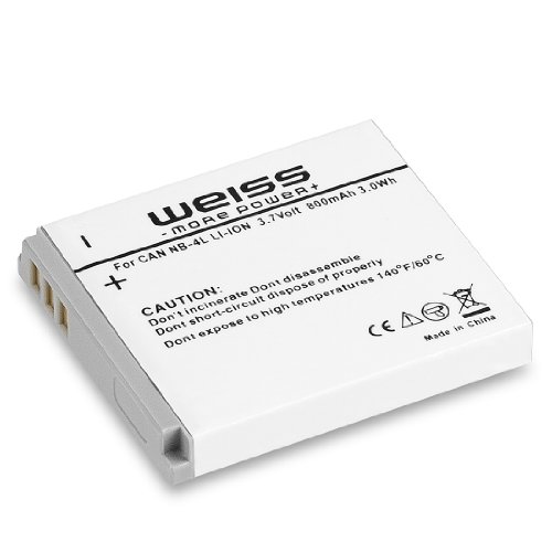 Original Weiss W-Can NB-4L Li-Ion Akku mit 800 mAh für Canon Digitalkameras  Digital IXUS 70 / 75 / 100 IS / 110 IS / 120 IS  u.a.