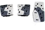 Universal Fit JDM Type R Racing Pedal Cover with Carbon Fiber Print Insert - Manual Transmission Silver
