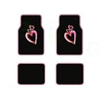 A Set of 4 Universal Fit Plush Carpet Floor Mats for Cars / Trucks - Multicolor Opt Art Pink and Red Hearts