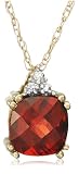 10k Yellow Gold, January Birthstone, Garnet and Diamond Pendant