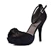 Women's Satin Upper High Heel Ankle-Straps Sandals Party Shoes (Size: 7 B(M) US/Black)