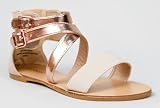 Bamboo MORRIS-63 Strappy Metallic Open Toe Flat Sandal