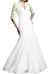 Mermaid Elbow Length Sleeves Lace  Dress