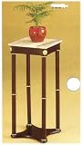 Cherry Finish Square Plant Stand w/ White Marble Top