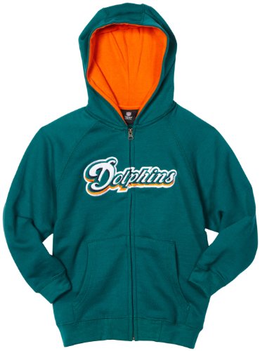 NFL Boys' Miami Dolphins Sportsman Zip Ft Fleece Hoodie - R18C4Q10 (Aqua, Medium)