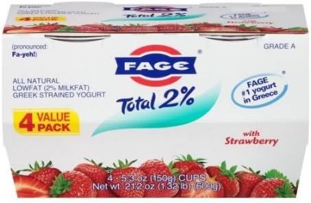Fage 2 Percent Strawberry Fage Yogurt, 5.3 Ounce - 4 per pack -- 6 packs per case.