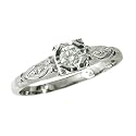 18K White Gold Antique Style Diamond Engagement Ring