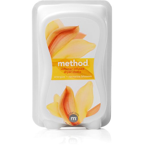 Method Softener Infused Dryer Cloths Nectarine Blossom, 32-Count Boxes (Pack of 6)