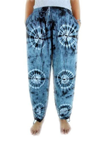 CandyHusky's Men Women Tie Dye Rayon Baggy Sport Casual Yoga Pants Elastic Waist