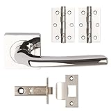 Designer ELECTRA Internal Door Handle Pack Lever on Rose Square in Chrome Passage by Excel [並行輸入品]