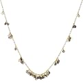 14K Gold Over Silver Cluster Stone Necklace