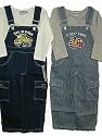 Boys 2-4 Indigo Denim / Stripe Denim Embrodiery Overall 2-PC Set