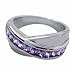 Sterling Silver Simulated Amethyst CZ X shaped Band/Ring