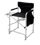 Stylish Camping CH1309 Easy-Up Director Chair with Full Back - Heavy-duty Folding Chair with Organizer Pouch and attached Side Table with built-in Cupholder